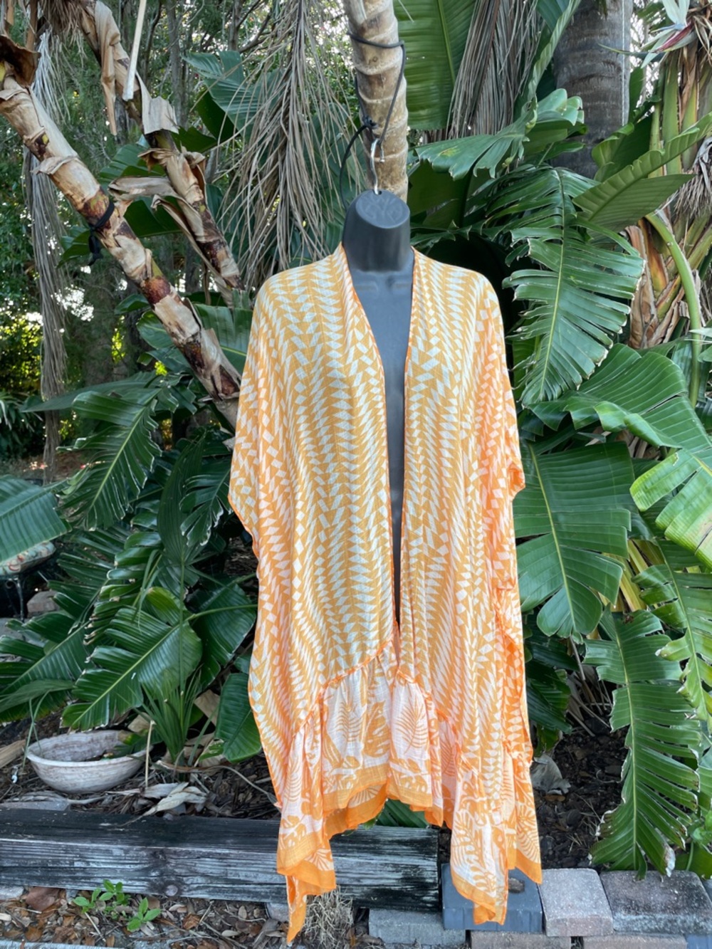 Shiraleah orange abstract duster or bathing suit
